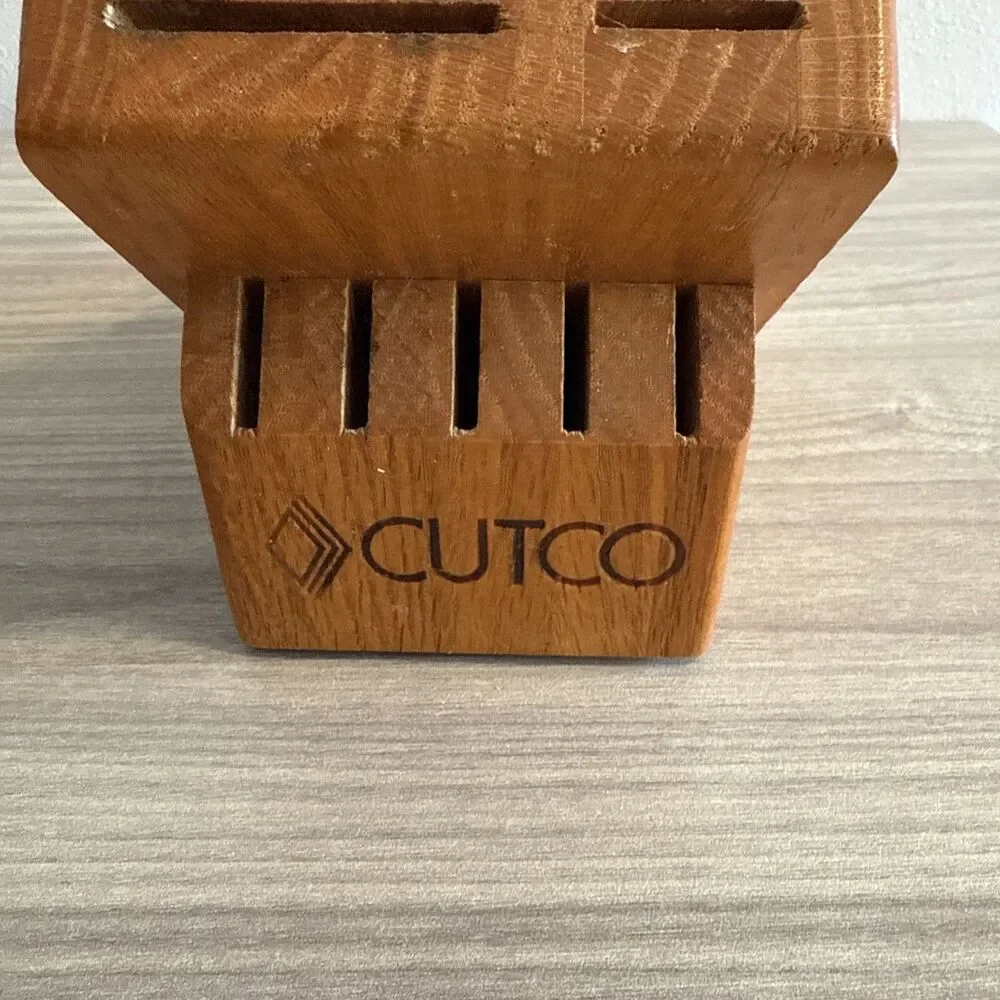 Cutco‎ 10 Slot Knife Block Honey Oak Holds 9 Knives + Sharpener Hole Made in USA